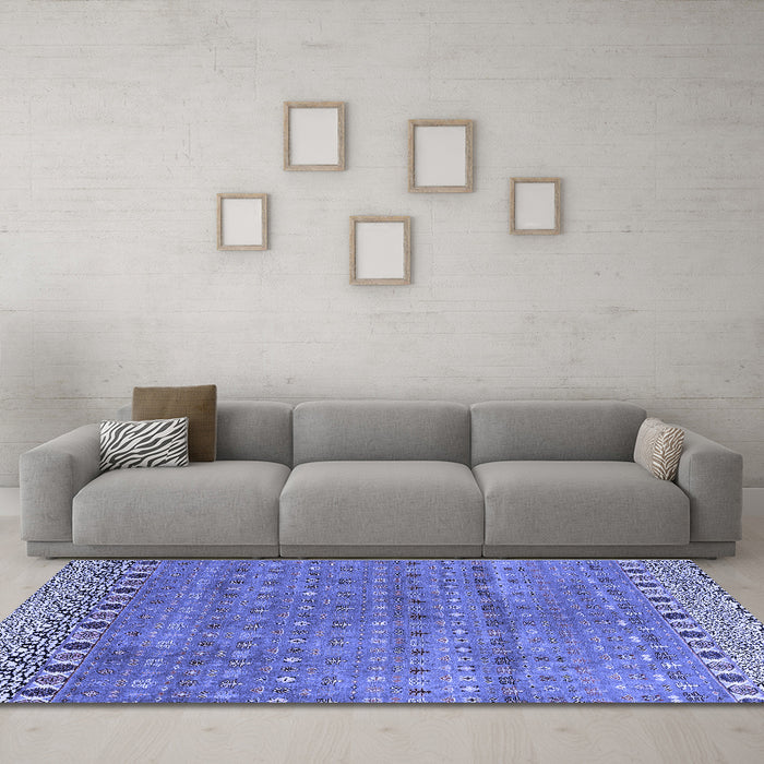 Machine Washable Abstract Blue Modern Rug in a Living Room, wshabs4974blu