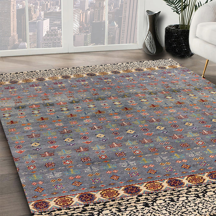 Abstract Rosy Purple Modern Rug in Family Room, abs4974