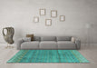 Machine Washable Abstract Turquoise Modern Area Rugs in a Living Room,, wshabs4974turq