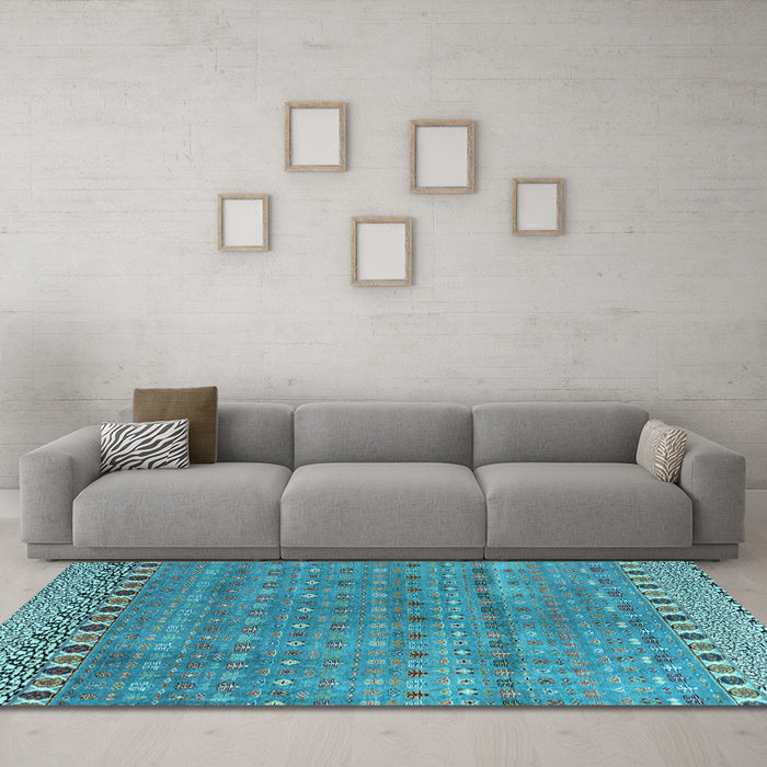 Machine Washable Abstract Light Blue Modern Rug in a Living Room, wshabs4974lblu