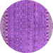 Round Machine Washable Abstract Purple Modern Area Rugs, wshabs4974pur