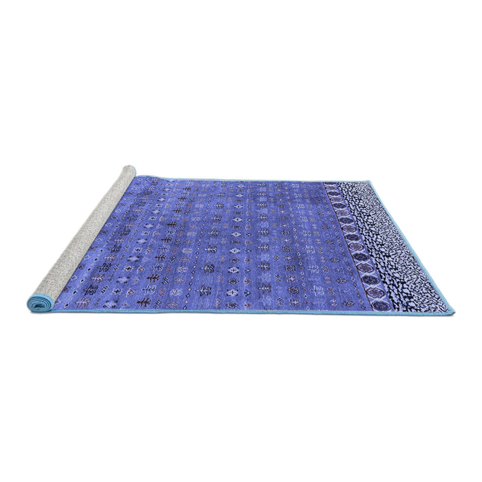 Sideview of Machine Washable Abstract Blue Modern Rug, wshabs4974blu