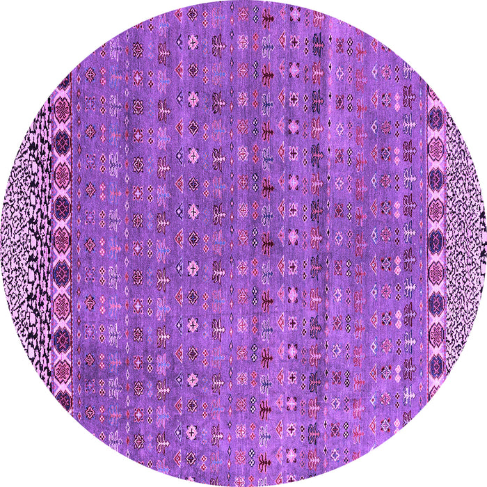 Round Abstract Purple Modern Rug, abs4974pur