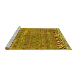 Sideview of Machine Washable Abstract Yellow Modern Rug, wshabs4974yw