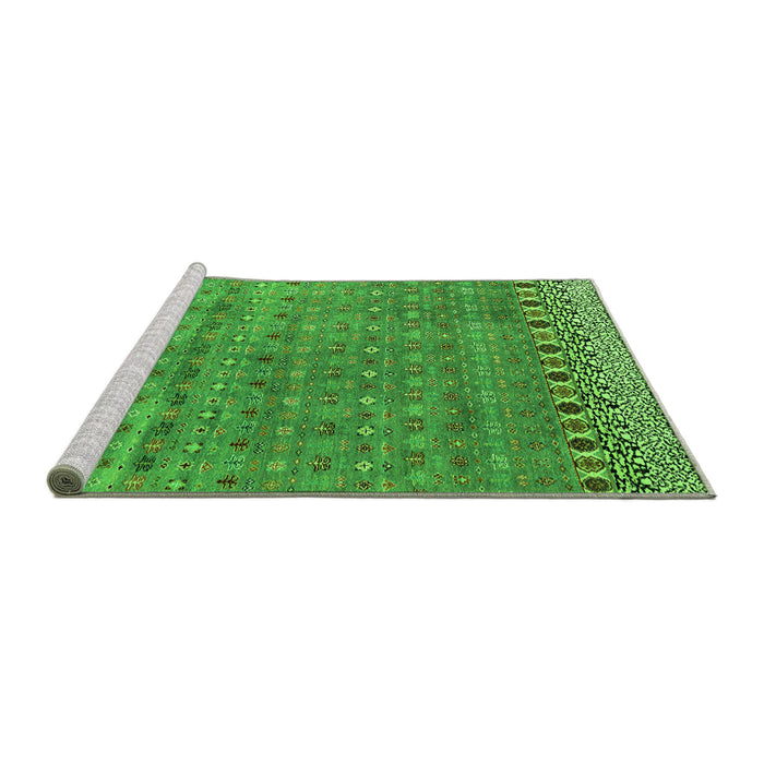Sideview of Machine Washable Abstract Green Modern Area Rugs, wshabs4974grn
