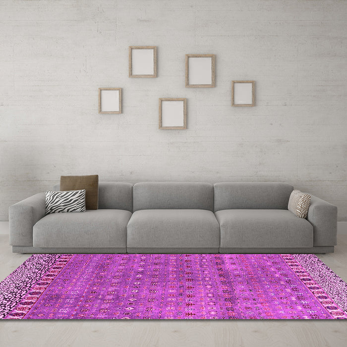 Machine Washable Abstract Pink Modern Rug in a Living Room, wshabs4974pnk