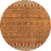 Round Abstract Orange Modern Rug, abs4974org