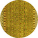 Round Abstract Yellow Modern Rug, abs4974yw