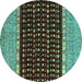 Round Abstract Turquoise Modern Rug, abs4975turq