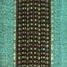 Square Machine Washable Abstract Turquoise Modern Area Rugs, wshabs4975turq