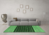 Machine Washable Abstract Emerald Green Modern Rug, wshabs4975emgrn