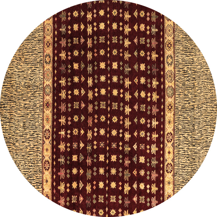 Round Abstract Brown Modern Rug, abs4975brn