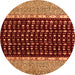 Round Machine Washable Abstract Orange Modern Area Rugs, wshabs4975org