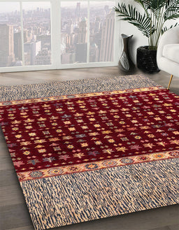 Abstract Camel Brown Modern Rug in Family Room, abs4975