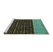 Sideview of Machine Washable Abstract Turquoise Modern Area Rugs, wshabs4975turq