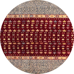 Round Machine Washable Abstract Camel Brown Rug, wshabs4975