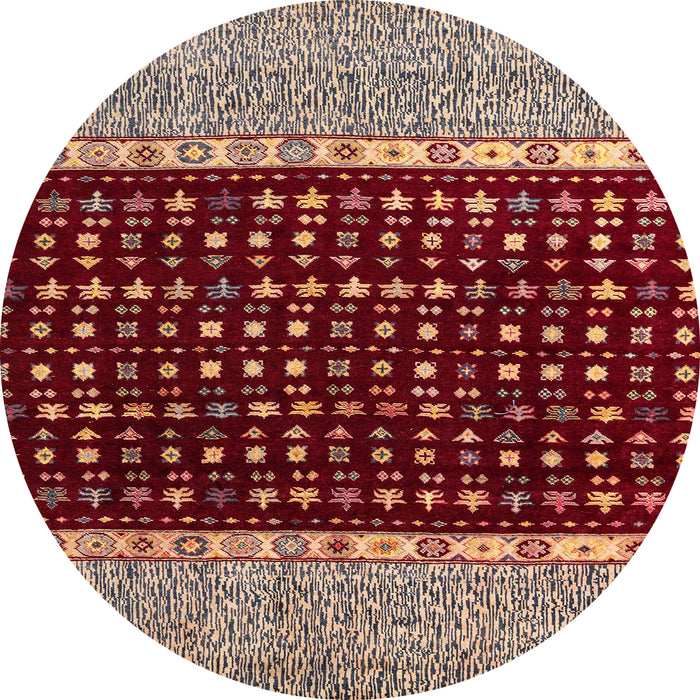 Round Machine Washable Abstract Camel Brown Rug, wshabs4975