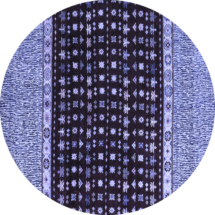 Round Abstract Blue Modern Rug, abs4975blu