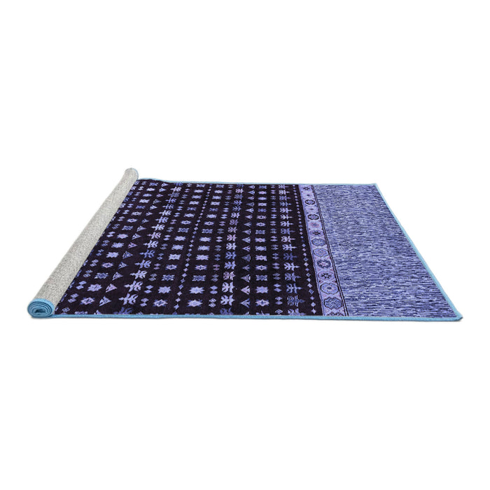 Sideview of Machine Washable Abstract Blue Modern Rug, wshabs4975blu