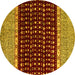 Round Abstract Yellow Modern Rug, abs4975yw