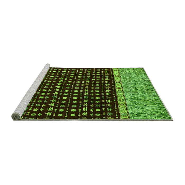 Sideview of Machine Washable Abstract Green Modern Area Rugs, wshabs4975grn