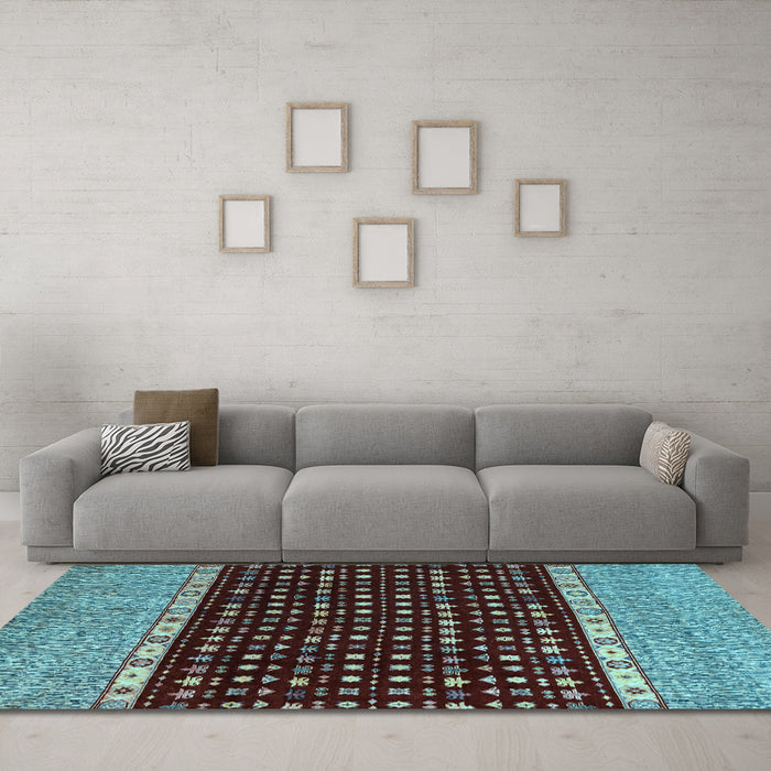 Machine Washable Abstract Light Blue Modern Rug in a Living Room, wshabs4975lblu