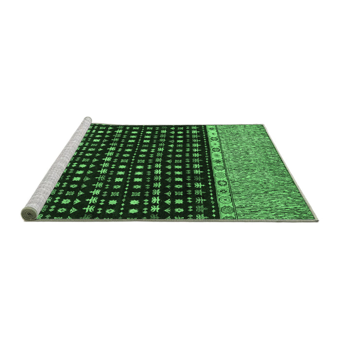 Sideview of Machine Washable Abstract Emerald Green Modern Area Rugs, wshabs4975emgrn