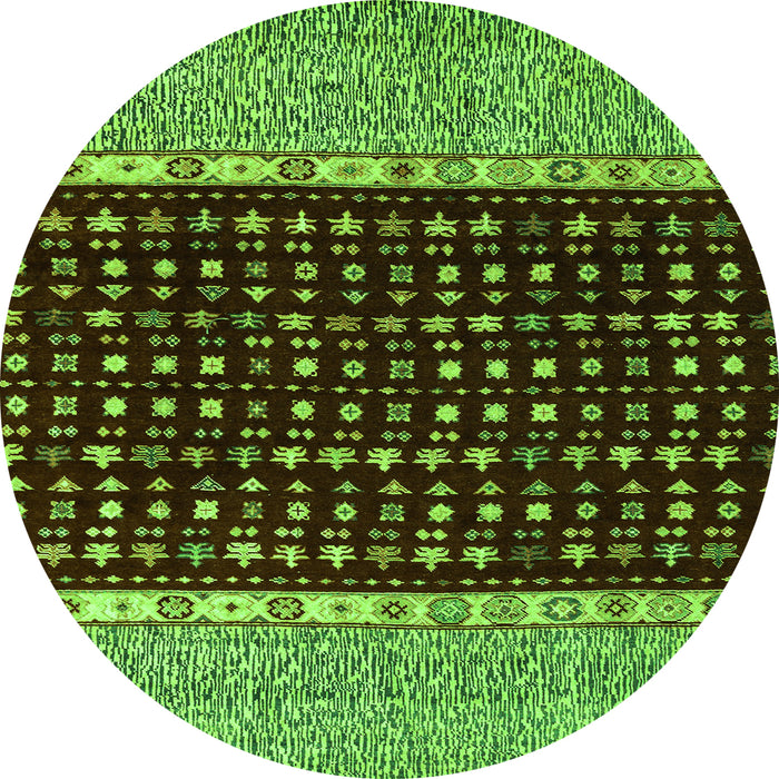 Round Abstract Green Modern Rug, abs4975grn