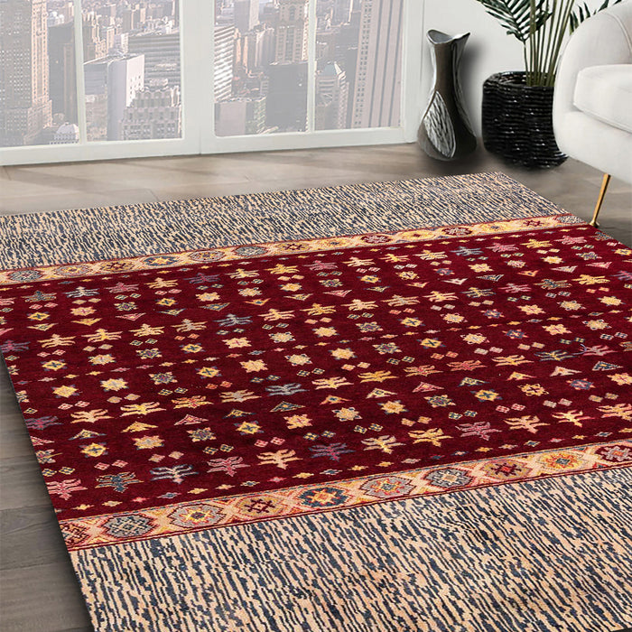 Abstract Camel Brown Modern Rug in Family Room, abs4975