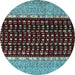 Round Machine Washable Abstract Light Blue Modern Rug, wshabs4975lblu