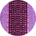 Round Machine Washable Abstract Purple Modern Area Rugs, wshabs4975pur