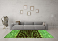 Machine Washable Abstract Green Modern Rug, wshabs4975grn