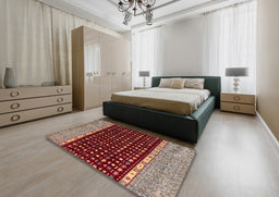 Abstract Camel Brown Modern Rug in a Bedroom, abs4975