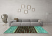 Machine Washable Abstract Turquoise Modern Area Rugs in a Living Room,, wshabs4975turq