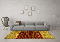 Machine Washable Abstract Yellow Modern Rug, wshabs4975yw