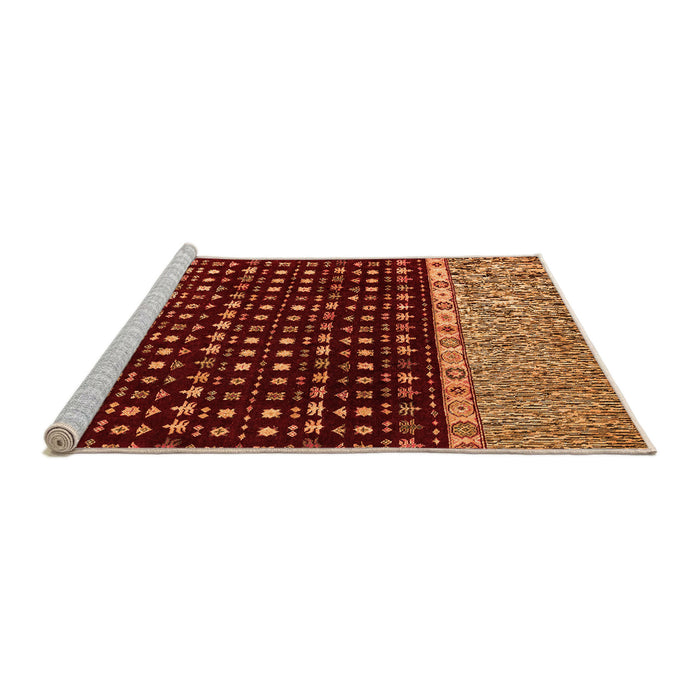 Sideview of Machine Washable Abstract Orange Modern Area Rugs, wshabs4975org