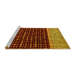 Sideview of Machine Washable Abstract Yellow Modern Rug, wshabs4975yw