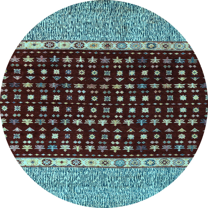 Round Abstract Light Blue Modern Rug, abs4975lblu
