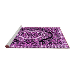 Sideview of Machine Washable Medallion Pink French Rug, wshabs4976pnk
