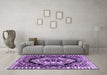 Machine Washable Medallion Purple French Area Rugs in a Living Room, wshabs4976pur