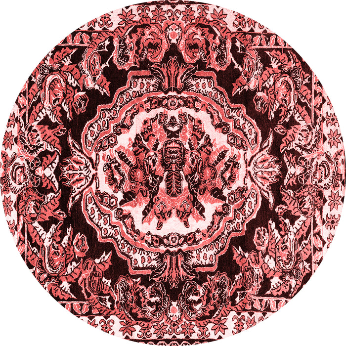 Machine Washable Medallion Red French Rug, wshabs4976red