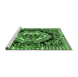 Sideview of Machine Washable Medallion Green French Area Rugs, wshabs4976grn