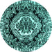 Round Medallion Turquoise French Rug, abs4976turq