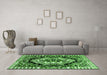 Machine Washable Medallion Green French Area Rugs in a Living Room,, wshabs4976grn