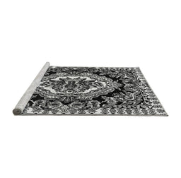 Sideview of Machine Washable Medallion Gray French Rug, wshabs4976gry