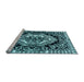 Sideview of Machine Washable Medallion Light Blue French Rug, wshabs4976lblu