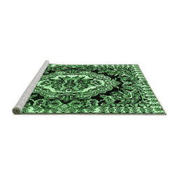 Sideview of Machine Washable Medallion Emerald Green French Area Rugs, wshabs4976emgrn