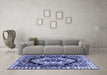 Machine Washable Medallion Blue French Rug in a Living Room, wshabs4976blu