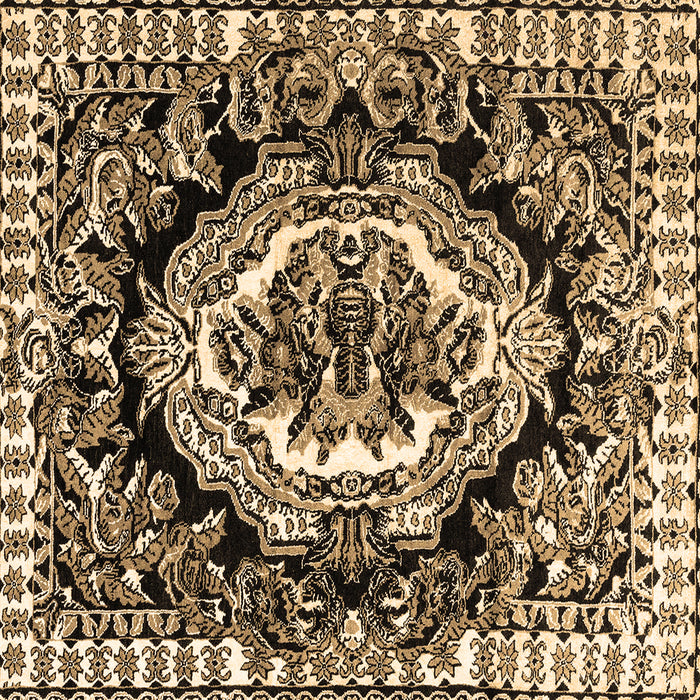 Square Machine Washable Medallion Brown French Rug, wshabs4976brn
