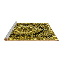 Sideview of Machine Washable Medallion Yellow French Rug, wshabs4976yw